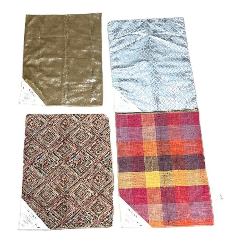 Kaufman Craft Upholstery Fabric Samples Textured Patterns & Plaid Lot 4 Swatch